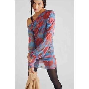 Free People Printed All Day Convertible Dress Top Floral Off Shoulder